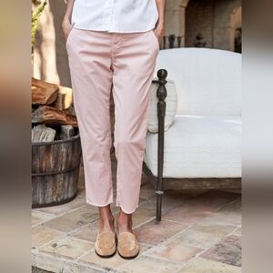 Frank & Eileen Womens 8 Wicklow Italian Chino Pants Vintage Rose Distressed Hem